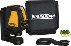 Johnson Level & Tool - 2 Beam 150' (Interior) Max Range Self Leveling Cross Line Laser - Red Beam, 1/8" at 35' Accuracy, 4-1/8" Long x 4-1/8" Wide x 1-15/16" High, Battery Included - Exact Tool & Supply