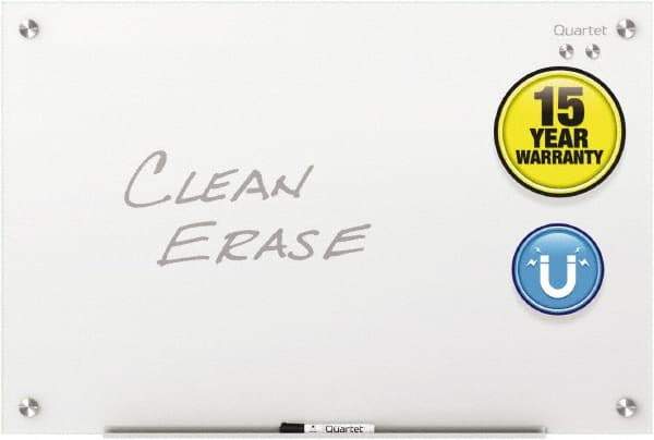 Quartet - 36" High x 48" Wide Magnetic Dry Erase Board - Glass, Includes Dry-Erase Marker, (2) Rare-Earth Magnets & Mounting Kit - Exact Tool & Supply