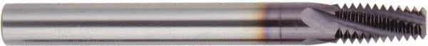 Regal Cutting Tools - 1/2-14, 3/4-14 NPT, 0.495" Cutting Diam, 4 Flute, Solid Carbide Helical Flute Thread Mill - Internal/External Thread, 7/8" LOC, 3-1/2" OAL, 1/2" Shank Diam - Exact Tool & Supply