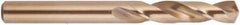 National Twist Drill - 0.332" 135° Spiral Flute Cobalt Screw Machine Drill Bit - Gold Finish Finish, Right Hand Cut, 1-11/16" Flute Length, 3" OAL, Split Point, Straight Shank - Exact Tool & Supply