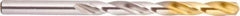 National Twist Drill - Letter J 135° High Speed Steel Jobber Drill - TiN Finish, Right Hand Cut, Spiral Flute, Straight Shank, 4-1/8" OAL, Split Point - Exact Tool & Supply