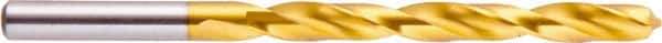 National Twist Drill - 13/32" 118° High Speed Steel Jobber Drill - TiN Finish, Right Hand Cut, Spiral Flute, Straight Shank, 5-1/4" OAL - Exact Tool & Supply