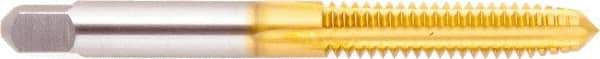 Regal Cutting Tools - 5/8-18 UNF 3B 4 Flute TiN Finish High Speed Steel Straight Flute Standard Hand Tap - Taper, Right Hand Thread, 3-13/16" OAL, 1-13/16" Thread Length, H3 Limit, Oversize - Exact Tool & Supply