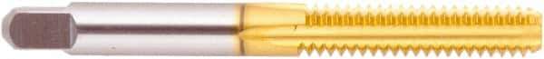 Regal Cutting Tools - 11/16-16 UNF 4 Flute TiN Finish High Speed Steel Straight Flute Standard Hand Tap - Bottoming, Right Hand Thread, 4-1/32" OAL, 1-13/16" Thread Length, H3 Limit, Oversize - Exact Tool & Supply