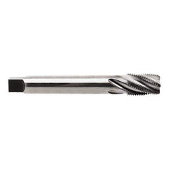 Regal Cutting Tools - 1/4-18 NPTF, 4 Flutes, Taper Chamfer, Bright Finish, High Speed Steel, Spiral Flute Pipe Tap - Right Hand Flute, 9/16" Shank Diam, 15/16" Thread Length, 3/8" Square Size, - Exact Tool & Supply