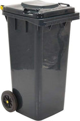 Vestil - 32 Gal Gray Square Trash Can - Polyethylene, None Graphic, 38" High x 21-13/16" Long x 18-3/4" Wide, Lid Included - Exact Tool & Supply