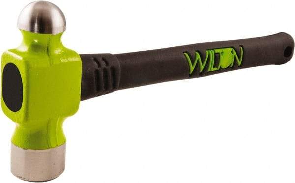 Wilton - 1-1/2 Lb Head Drop Forged Steel Ball Pein Hammer - Steel Handle with Grip, 14" OAL, Steel Rods Throughout for Added Strength - Exact Tool & Supply
