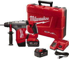 Milwaukee Tool - 18 Volt 1-1/8" SDS Plus Chuck Cordless Rotary Hammer - 0 to 5,000 BPM, 0 to 1,300 RPM, Reversible - Exact Tool & Supply