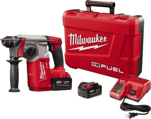 Milwaukee Tool - 18 Volt 1" SDS Plus Chuck Cordless Rotary Hammer - 0 to 4,900 BPM, 0 to 1,400 RPM, Reversible - Exact Tool & Supply