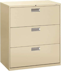 Hon - 36" Wide x 40.88" High x 19-1/4" Deep, 3 Drawer Lateral File - Steel, Putty - Exact Tool & Supply