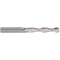 SGS - 3/8" Diam, 1-3/4" LOC, 2 Flute Solid Carbide Ball End Mill - AlTiN Finish, Single End, 4" OAL, 3/8" Shank Diam, Spiral Flute - Exact Tool & Supply