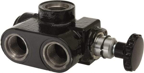 Parker - 20 GPM 5/8 Inlet Cast Iron Hydraulic Control Valve - 7/8-14 Thread, 3,000 psi, 3.31" Wide x 5.79" Long - Exact Tool & Supply