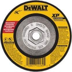 DeWALT - 24 Grit, 5" Wheel Diam, 1/4" Wheel Thickness, Type 27 Depressed Center Wheel - Zirconia Alumina, Resinoid Bond, 12,200 Max RPM, Compatible with Angle Grinder - Exact Tool & Supply