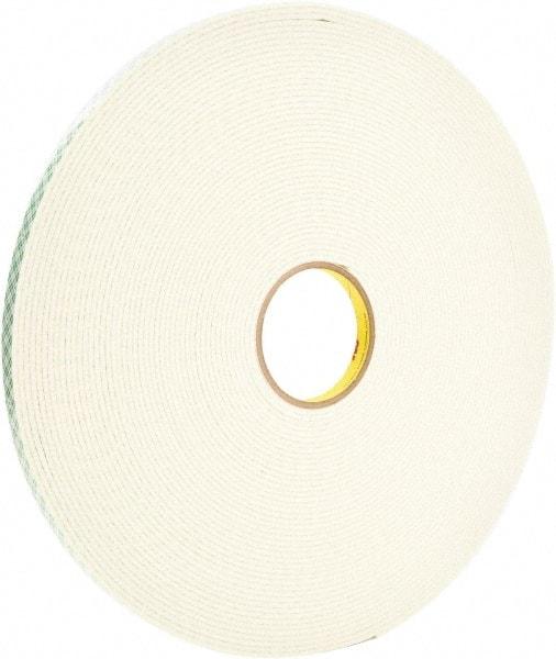 3M - 1/2" x 36 Yd Acrylic Adhesive Double Sided Tape - 125 mil Thick, Off-White, Foam Liner - Exact Tool & Supply