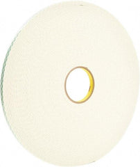 3M - 1/2" x 36 Yd Acrylic Adhesive Double Sided Tape - 125 mil Thick, Off-White, Foam Liner - Exact Tool & Supply