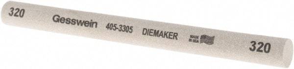 Made in USA - 320 Grit Aluminum Oxide Round Polishing Stone - Coarse/Medium Grade, 1/2" Wide x 6" Long x 1/2" Thick - Exact Tool & Supply