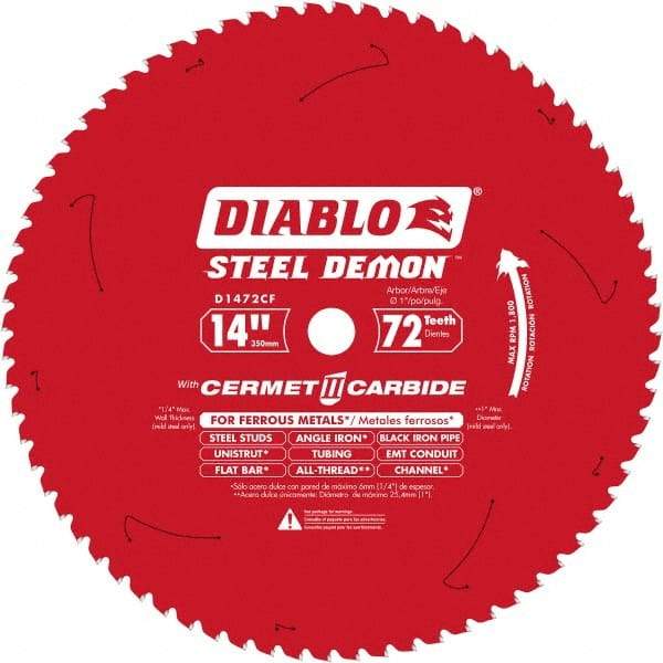 Freud - 14" Blade Diam, 90 Teeth, Carbide-Tipped Cold Saw Blade - 1" Arbor Hole Diam, 0.071" Blade Thickness - Exact Tool & Supply
