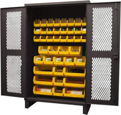 Durham - 42 Bin Storage Cabinet - Steel, 48" Wide x 24" Deep x 78" High, Yellow - Exact Tool & Supply