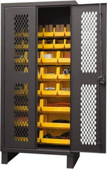 Durham - 30 Bin Storage Cabinet - Steel, 36" Wide x 24" Deep x 78" High, Yellow - Exact Tool & Supply