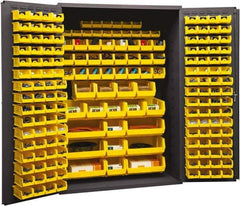 Durham - 186 Bin Storage Cabinet - Steel, 48" Wide x 24" Deep x 72" High, Yellow - Exact Tool & Supply