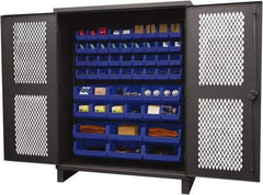 Durham - 54 Bin Storage Cabinet - Steel, 60" Wide x 24" Deep x 78" High, Blue - Exact Tool & Supply