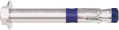 Powers Fasteners - 3/4" Diam, 3/4" Drill, 4-1/4" OAL, 1-1/8" Min Embedment Sleeve Concrete Anchor - Carbon Steel, Zinc-Plated Finish, Hex Head, Hex Drive - Exact Tool & Supply