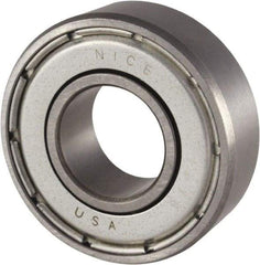 Nice - 5/8" Bore Diam, 1-3/8" OD, Double Shield Precision Ground Radial Ball Bearing - 7/16" Wide, 1 Row, Round Bore, 850 Lb Static Capacity, 1,878 Lb Dynamic Capacity - Exact Tool & Supply