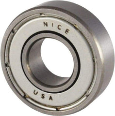 Nice - 3/8" Bore Diam, 29/32" OD, Double Shield Precision Ground Radial Ball Bearing - 5/16" Wide, 1 Row, Round Bore, 300 Lb Static Capacity, 698 Lb Dynamic Capacity - Exact Tool & Supply