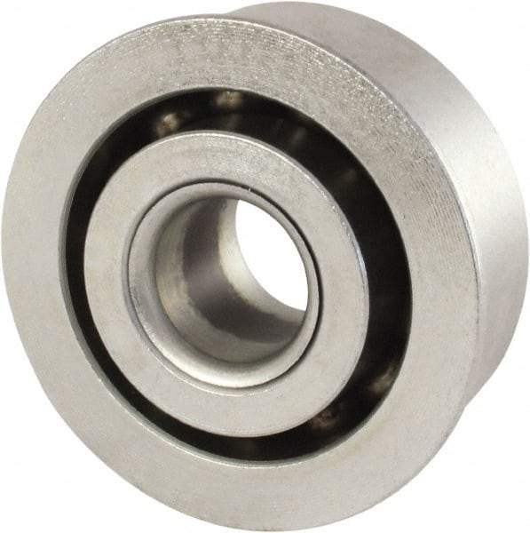 Nice - 7/16" Bore Diam, 1-1/16" OD, Open Unground Full Complement Radial Ball Bearing - 7/16" Wide, With Flange, 1 Row, Round Bore, 635 Lb Dynamic Capacity - Exact Tool & Supply