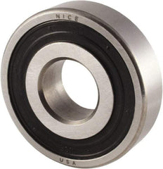 Nice - 3/4" Bore Diam, 2" OD, Double Seal Semi Ground Extra Light Radial Ball Bearing - 9/16" Wide, 1 Row, Round Bore, 1,350 Lb Static Capacity, 1,480 Lb Dynamic Capacity - Exact Tool & Supply
