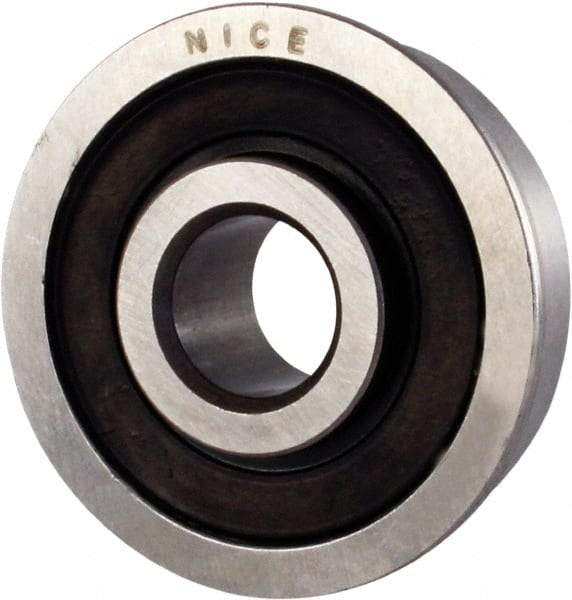 Nice - 3/8" Bore Diam, 7/8" OD, Double Seal Semi Ground Extra Light Radial Ball Bearing - 11/32" Wide, With Flange, 1 Row, Round Bore, 255 Lb Static Capacity, 325 Lb Dynamic Capacity - Exact Tool & Supply