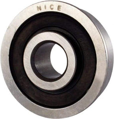 Nice - 3/8" Bore Diam, 7/8" OD, Double Seal Semi Ground Extra Light Radial Ball Bearing - 11/32" Wide, With Flange, 1 Row, Round Bore, 255 Lb Static Capacity, 325 Lb Dynamic Capacity - Exact Tool & Supply