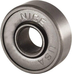 Nice - 1/4" Bore Diam, 11/16" OD, Double Shield Semi Ground Extra Light Radial Ball Bearing - 1/4" Wide, 1 Row, Round Bore, 170 Lb Static Capacity, 255 Lb Dynamic Capacity - Exact Tool & Supply