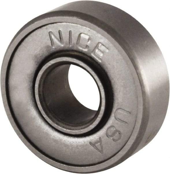 Nice - 3/8" Bore Diam, 29/32" OD, Double Shield Semi Ground Extra Light Radial Ball Bearing - 5/16" Wide, 1 Row, Round Bore, 300 Lb Static Capacity, 350 Lb Dynamic Capacity - Exact Tool & Supply