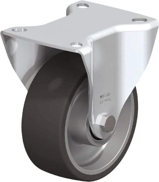 Blickle - 4" Diam x 1-37/64" Wide x 4-59/64" OAH Top Plate Mount Rigid Caster - Silicone Rubber, 220 Lb Capacity, Ball Bearing, 3-15/16 x 3-3/8" Plate - Exact Tool & Supply