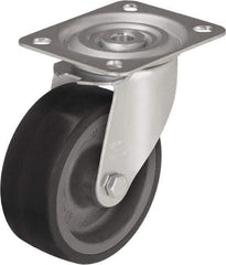 Blickle - 5" Diam x 1-37/64" Wide x 5-7/8" OAH Top Plate Mount Swivel Caster - Silicone Rubber, 264 Lb Capacity, Plain Bore Bearing, 3-15/16 x 3-3/8" Plate - Exact Tool & Supply