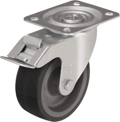 Blickle - 5" Diam x 1-37/64" Wide x 5-7/8" OAH Top Plate Mount Swivel Caster - Silicone Rubber, 264 Lb Capacity, Plain Bore Bearing, 3-15/16 x 3-3/8" Plate - Exact Tool & Supply