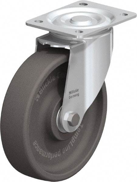 Blickle - 8" Diam x 2" Wide x 9-1/4" OAH Top Plate Mount Swivel Caster - Heat-Resistant Nylon, 770 Lb Capacity, Ball Bearing, 5-1/2 x 4-3/8" Plate - Exact Tool & Supply