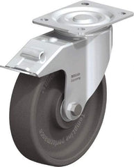 Blickle - 8" Diam x 2" Wide x 9-1/4" OAH Top Plate Mount Swivel Caster with Brake - Heat-Resistant Nylon, 770 Lb Capacity, Ball Bearing, 5-1/2 x 4-3/8" Plate - Exact Tool & Supply