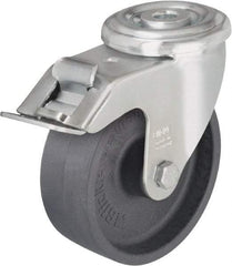 Blickle - 3" Diam x 1-1/4" Wide x 4" OAH Hollow Kingpin Mount Swivel Caster with Brake - Heat-Resistant Nylon, 330 Lb Capacity, Plain Bore Bearing, Hollow Kingpin Stem - Exact Tool & Supply