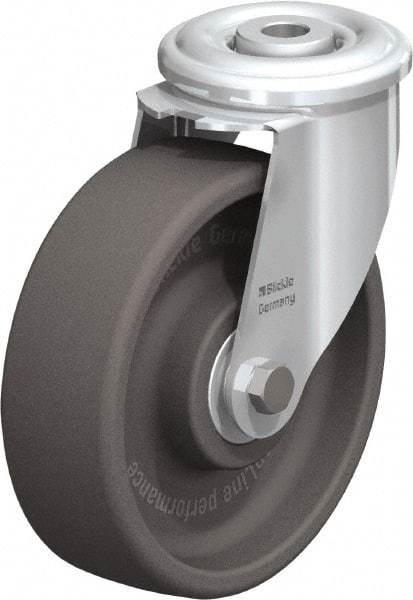Blickle - 5" Diam x 1-3/16" Wide x 5-7/8" OAH Hollow Kingpin Mount Swivel Caster - Heat-Resistant Nylon, 330 Lb Capacity, Ball Bearing, Hollow Kingpin Stem - Exact Tool & Supply