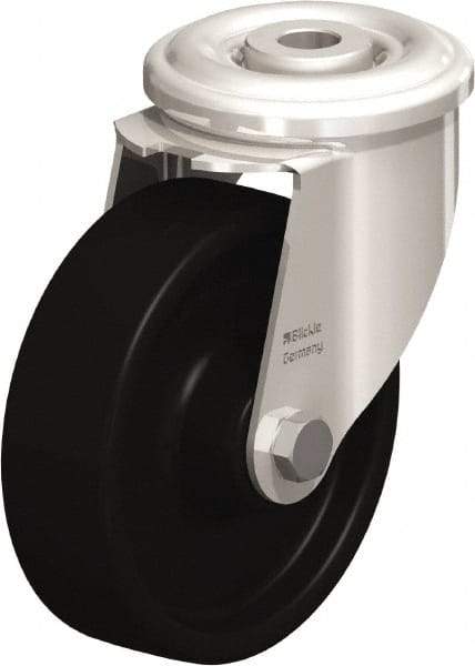 Blickle - 4" Diam x 1-3/16" Wide x 4-59/64" OAH Hollow Kingpin Mount Swivel Caster - Heat-Resistant Phenolic Resin, 275 Lb Capacity, Plain Bore Bearing, Hollow Kingpin Stem - Exact Tool & Supply