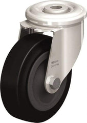 Blickle - 4" Diam x 1-3/16" Wide x 4-59/64" OAH Hollow Kingpin Mount Swivel Caster - Heat-Resistant Solid Rubber, 220 Lb Capacity, Plain Bore Bearing, Hollow Kingpin Stem - Exact Tool & Supply