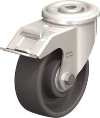 Blickle - 4" Diam x 1-1/2" Wide x 4-59/64" OAH Hollow Kingpin Mount Swivel Caster with Brake - Heat-Resistant Nylon, 330 Lb Capacity, Ball Bearing, Hollow Kingpin Stem - Exact Tool & Supply