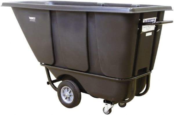 Wesco Industrial Products - 1,250 Lb Load Capacity, 1 Cu Yd, Polyethylene Tilt Truck - 24-1/2" Wide x 72-3/4" Long x 37" High, Black - Exact Tool & Supply