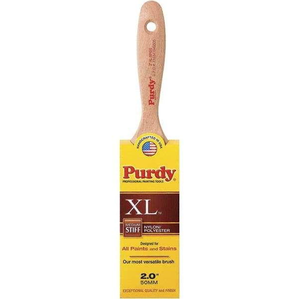 Purdy - 2" Flat Synthetic Trim Brush - 2-11/16" Bristle Length, 2-11/16" Wood Beavertail Handle - Exact Tool & Supply