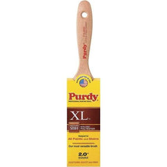 Purdy - 2" Flat Synthetic Trim Brush - 2-11/16" Bristle Length, 2-11/16" Wood Beavertail Handle - Exact Tool & Supply