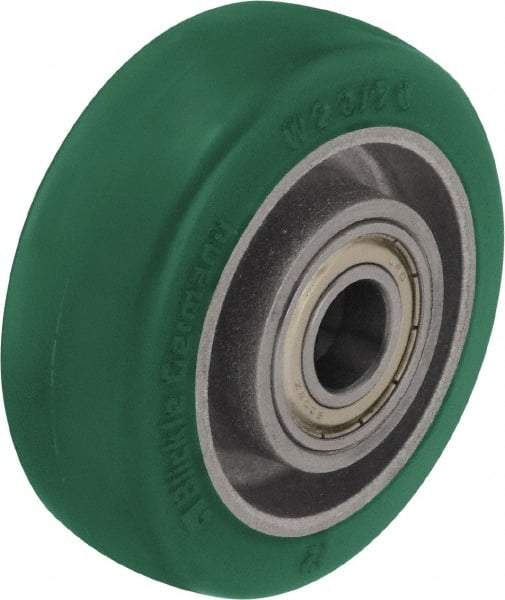 Blickle - 4 Inch Diameter x 1-37/64 Inch Wide, Polyurethane-Elastomer Blickle Softhane Caster Wheel - 660 Lb. Capacity, 19/32 Inch Axle Diameter, Ball Bearing - Exact Tool & Supply