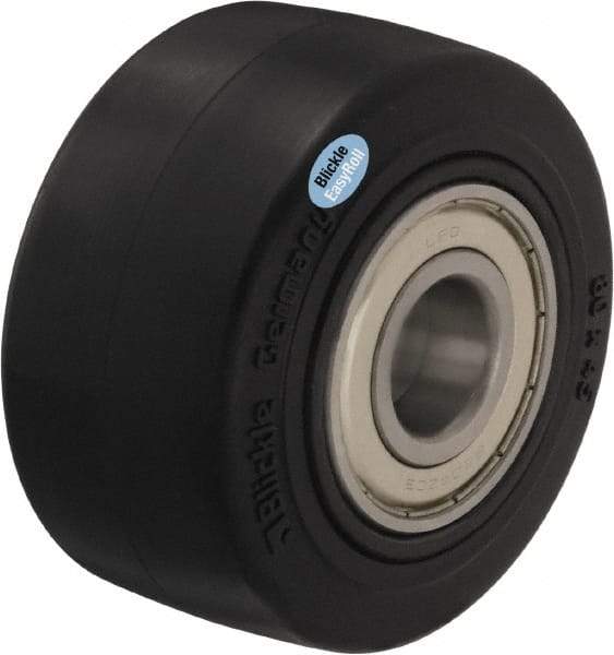 Blickle - 4 Inch Diameter x 1-49/64 Inch Wide, Solid Rubber Caster Wheel - 594 Lb. Capacity, 25/32 Inch Axle Diameter, Ball Bearing - Exact Tool & Supply