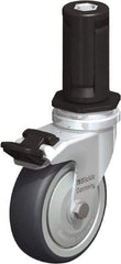 Blickle - 3" Diam x 63/64" Wide x 4" OAH Stem Mount Swivel Caster with Brake - Rubber Elastomer (TPE), 165 Lb Capacity, Ball Bearing, Round Stem - Exact Tool & Supply